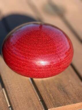 Vintage Otto 2000 Studio Pottery Oxblood Rattle‎ Paperweight
